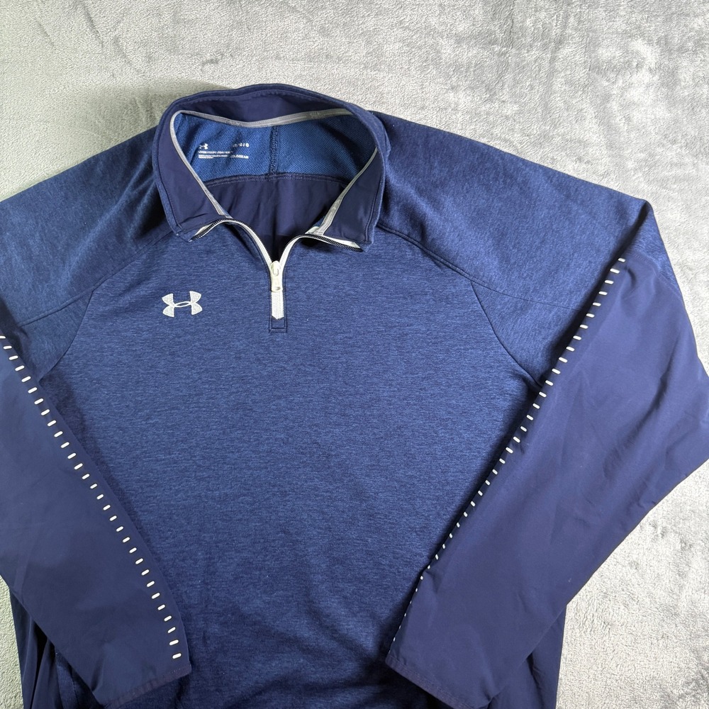 Under Armour ColdGear Pullover Half Zip Running Top Athletic Blue Large
